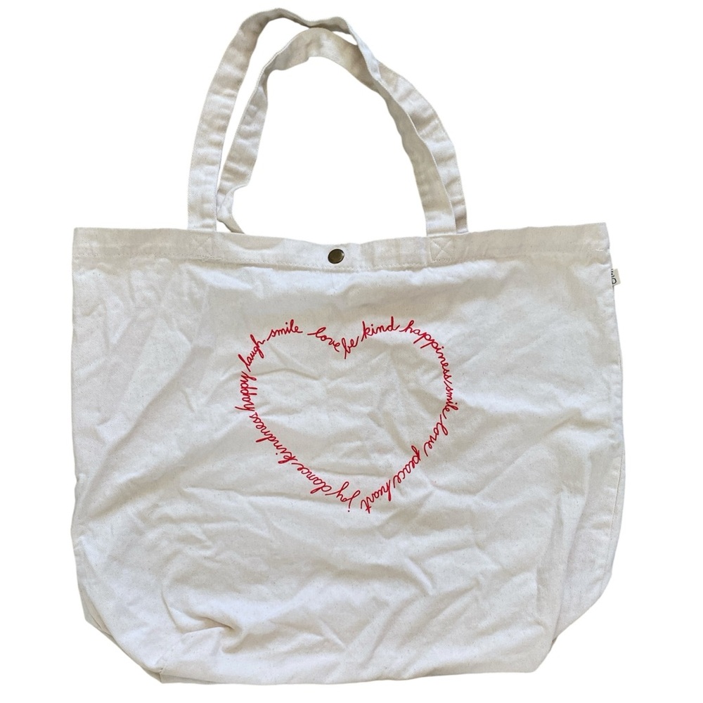 ED by Ellen Degeneres Preowned Be Kind Canvas Tote Bag Beige
